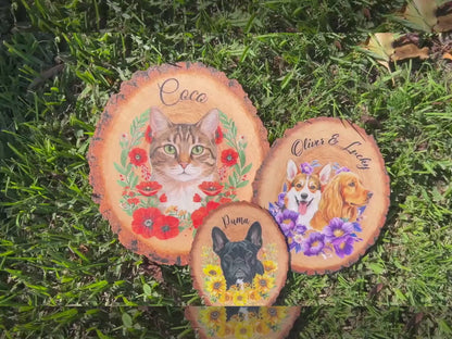 Custom Pet Portrait Wooden Sign, Pet Memorial Gift for Pet Lovers, Pet Photo Wall Art, Pet Loss Sympathy Gift for Pet Owners, Cat Dog Gift