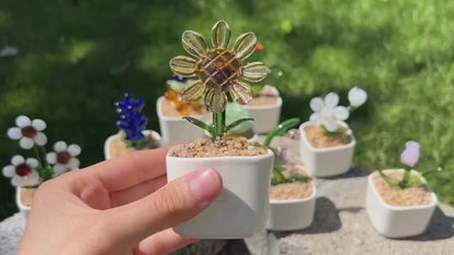Personalized Teacher Mini Flower Pot, Custom Teacher Appreciation Gifts, Handmade Stained Glass Flower Pot, Thank You Teacher Name Gifts