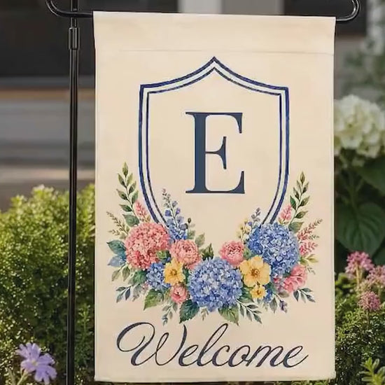 Personalized Floral Garden Flag, Family Gifts for New Home Owner, Initial Yard Décor, Custom Family Name Welcome Flag, Housewarming Gifts