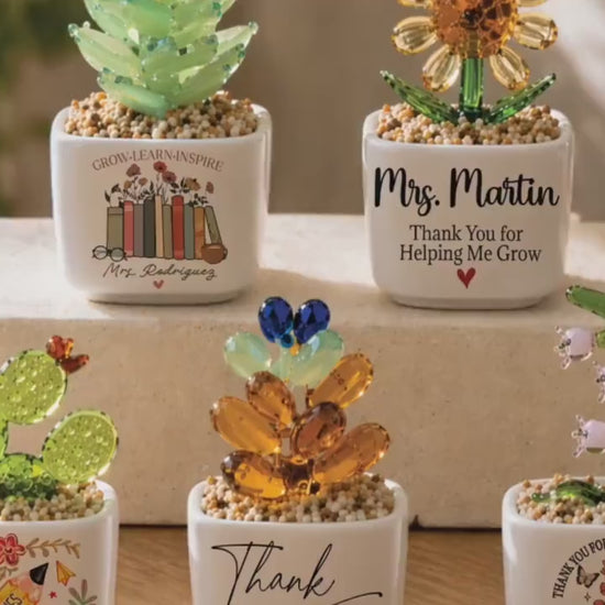 Thank You Gifts for Teacher Glass Flower Pot with Custom Name, Thank You for Helping Me Grow, Teacher Appreciation End of Year Teacher Gift