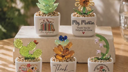 Thank You Gifts for Teacher Glass Flower Pot with Custom Name, Thank You for Helping Me Grow, Teacher Appreciation End of Year Teacher Gift