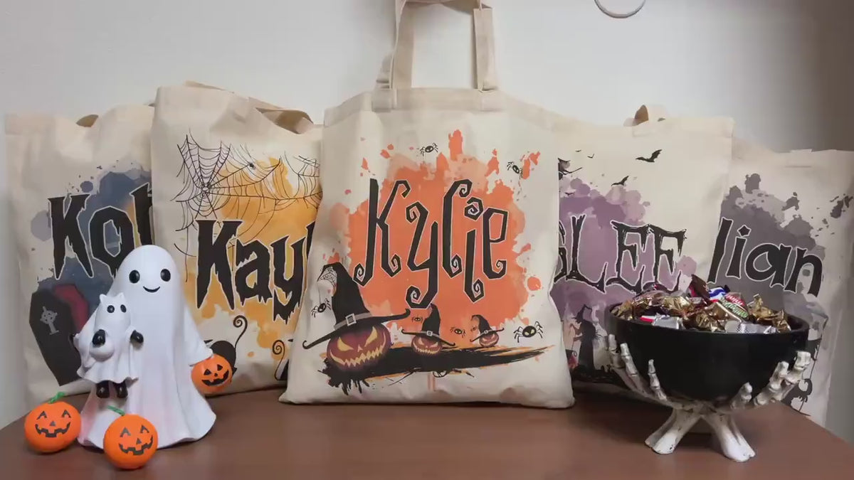 Personalized Halloween Tote Bag: Custom Trick or Treat Canvas Bag