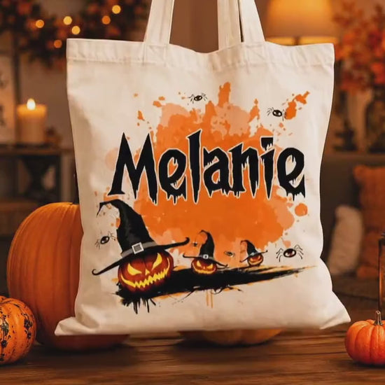 Personalized Halloween Tote Bag: Custom Trick or Treat Canvas Bag