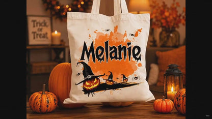 Personalized Halloween Tote Bag: Custom Trick or Treat Canvas Bag