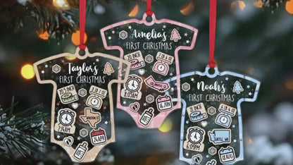 Custom Baby Birth Stats Ornament Gift For Christmas, Babys First Christmas Ornament For Christmas Tree, New Baby Announcement Christmas Gift