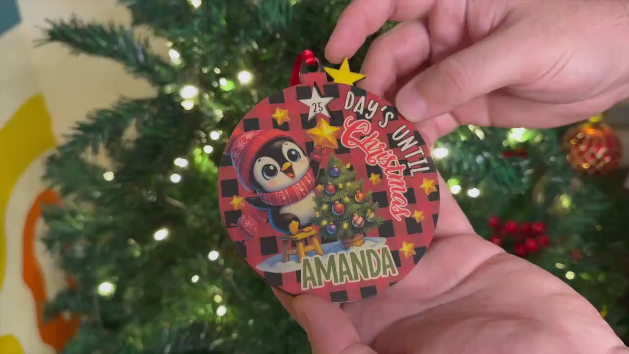 Early Christmas Countdown Ornament for Kids, Days Until Christmas Ornament, Personalized Christmas Tree Decoration Gift for Christmas Advent