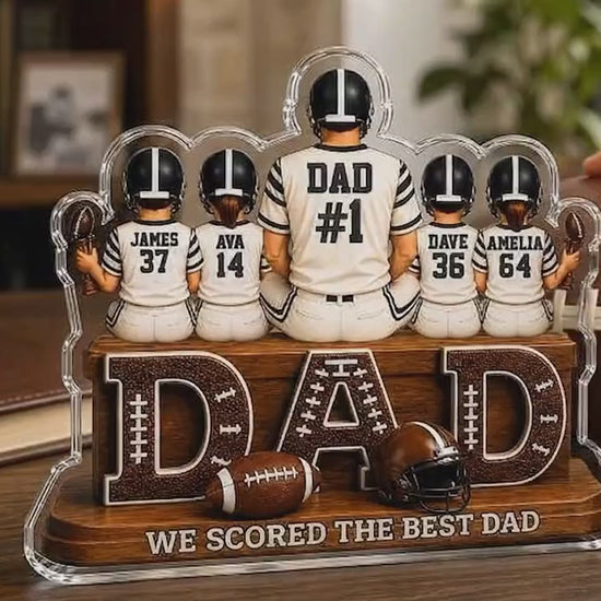 Personalized Dad Football Gift, We Caught the Best Dad Football Sign, Father's Day Gift for Dad, 2D Acrylic Plaque for Husband, Grandpa Gift