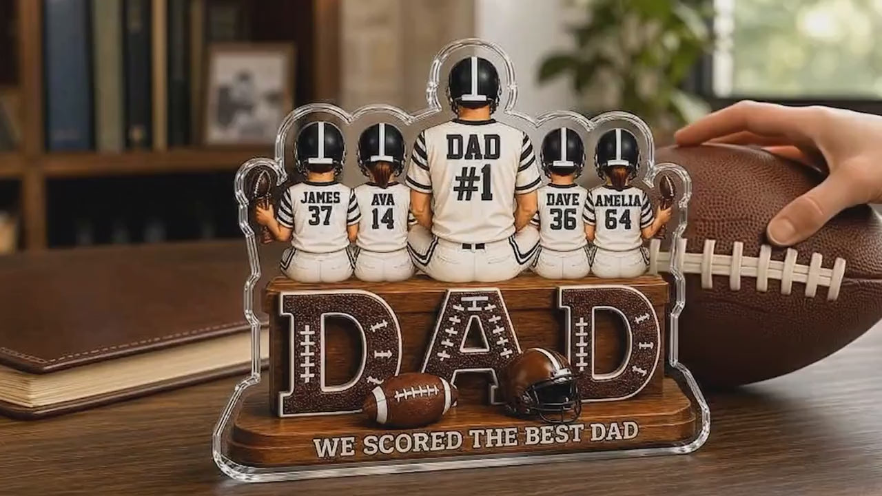 Personalized Dad Football Gift, We Caught the Best Dad Football Sign, Father's Day Gift for Dad, 2D Acrylic Plaque for Husband, Grandpa Gift