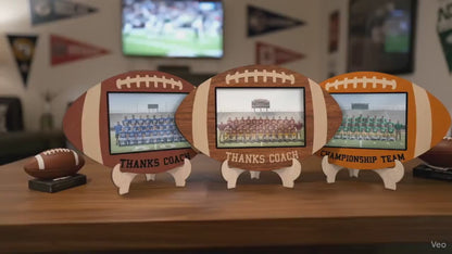 Personalized Football Photo Sign Gift For Coach Appreciation Gift, Football Wooden Custom Text Sign with Photo Gift, Football Coach Plaque