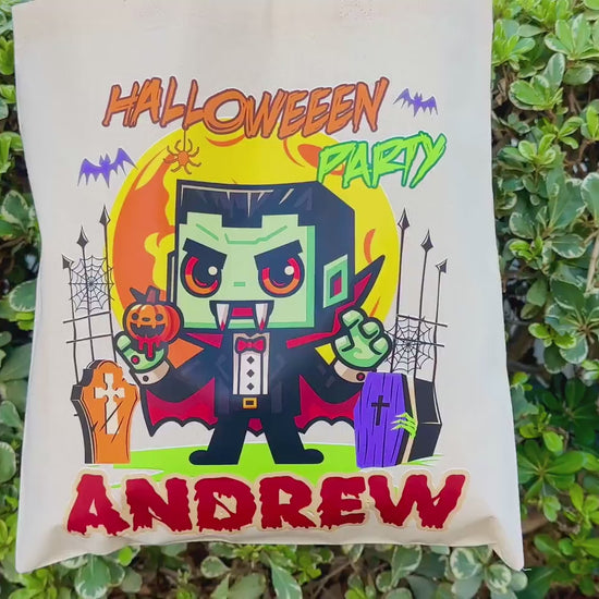 Personalized Trick or Treat Bag, Halloween Tote Bag Personalized, Custom Halloween Treat Bag, Halloween Gift for Kids