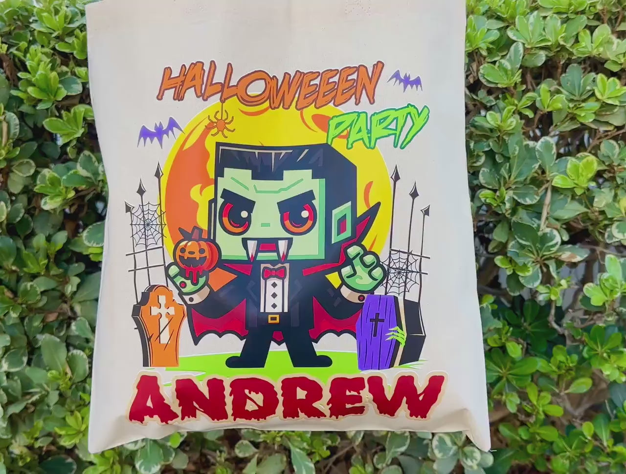 Personalized Trick or Treat Bag, Halloween Tote Bag Personalized, Custom Halloween Treat Bag, Halloween Gift for Kids