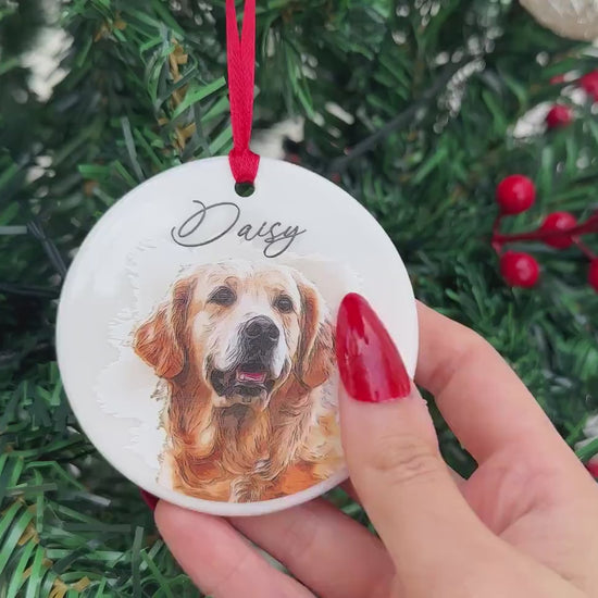 Pet Memorial Photo Ornament for Pet Loss Gift, Custom Christmas Dog Cat Ornament, Forever In Our Hearts Pet Ornament, Keepsake Gifts for Pet