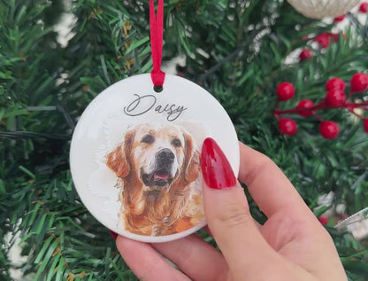Pet Memorial Photo Ornament for Pet Loss Gift, Custom Christmas Dog Cat Ornament, Forever In Our Hearts Pet Ornament, Keepsake Gifts for Pet