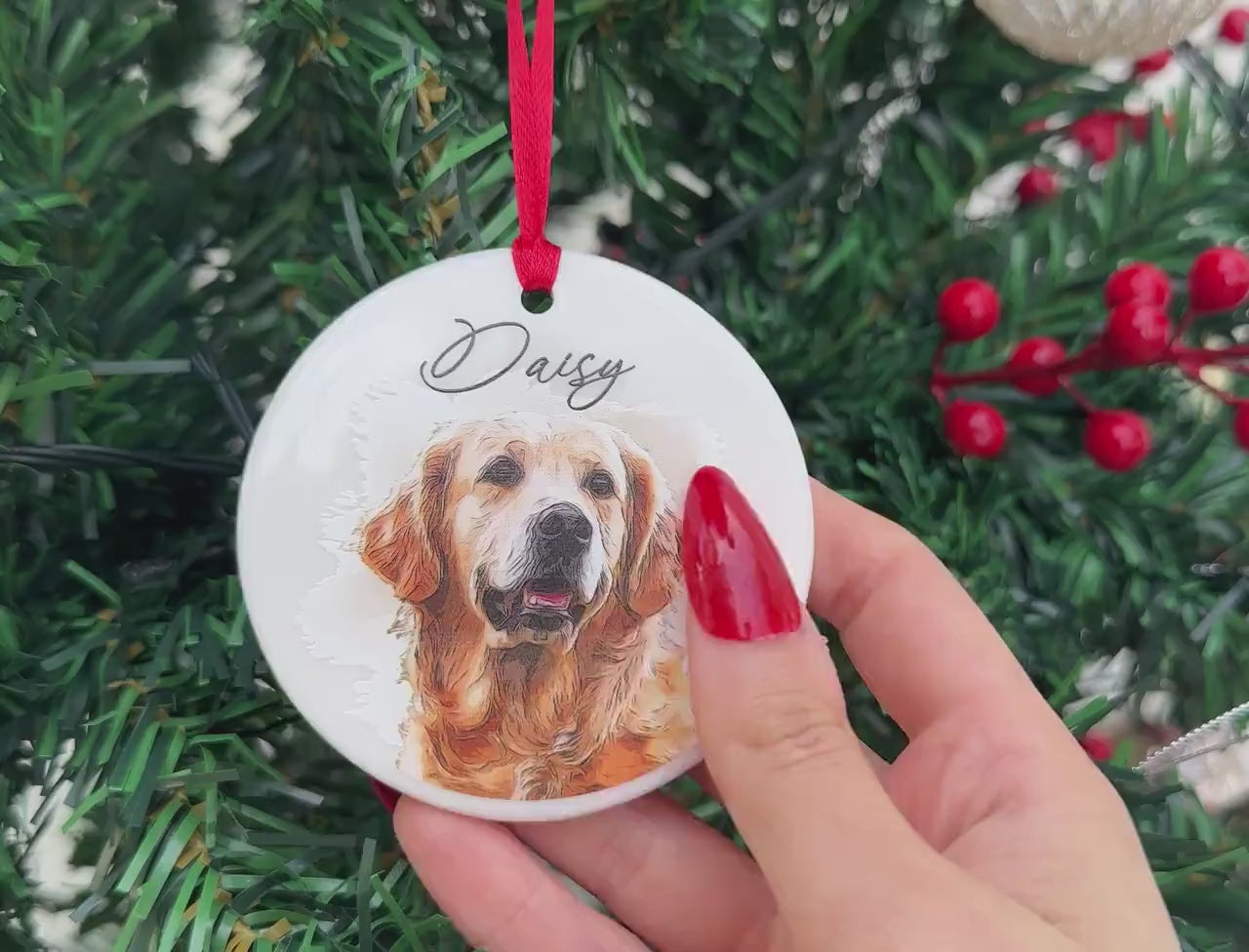 Pet Memorial Photo Ornament for Pet Loss Gift, Custom Christmas Dog Cat Ornament, Forever In Our Hearts Pet Ornament, Keepsake Gifts for Pet