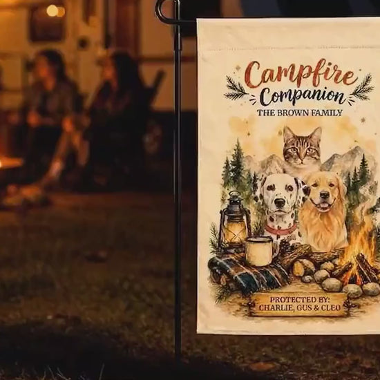Personalized Pet Garden Flag, Custom Pet Portrait from Photo, Dog Cat Camping Flag, RV Campsite Decor, Dog Mom Dad Gift