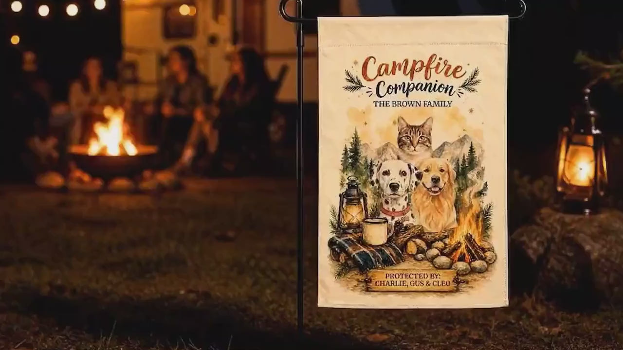 Personalized Pet Garden Flag, Custom Pet Portrait from Photo, Dog Cat Camping Flag, RV Campsite Decor, Dog Mom Dad Gift