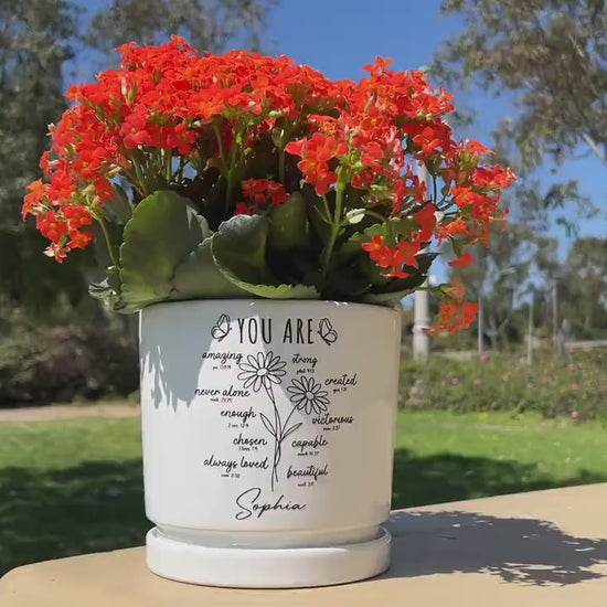 Custom Bible Verse Flower Pot, Personalized Christian Name Pot With Bible Verses, Ceramic Pot, Garden Plant Pot, Religious Gift for Her