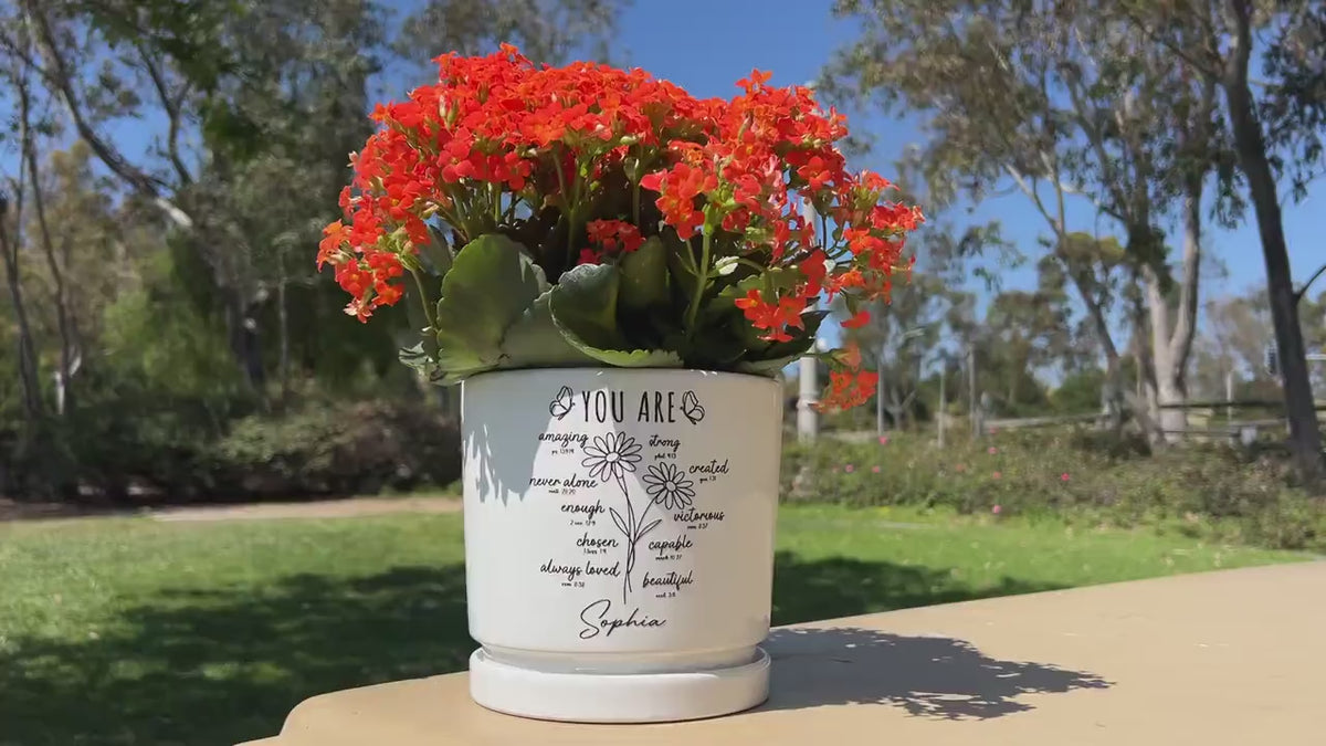 Custom Bible Verse Flower Pot, Personalized Christian Name Pot With Bible Verses, Ceramic Pot, Garden Plant Pot, Religious Gift for Her