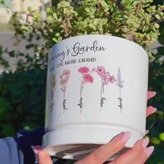 Grandmas Garden Gift for Grandma, Personalized Gifts for Mothers Day Gifts, Personalized Flower Pot, Birth Flower Mom Gifts from Daughter