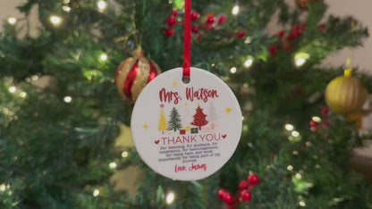 Custom Teacher Ornament, Personalized Teacher Christmas Gifts, Teacher Thank You Keepsake, Preschool Teacher Name Gift, Teacher Holiday Gift