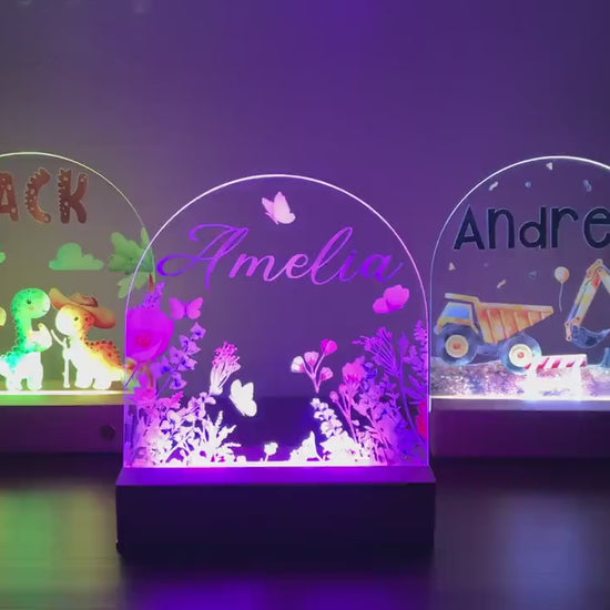 Personalized Night Light for Kids, Custom Name Lamp for Kids Room Decor Nursery, Dinosaur Ballerina Kids Christmas Birthday Baby Shower Gift
