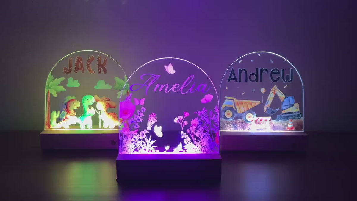 Personalized Night Light for Kids, Custom Name Lamp for Kids Room Decor Nursery, Dinosaur Ballerina Kids Christmas Birthday Baby Shower Gift
