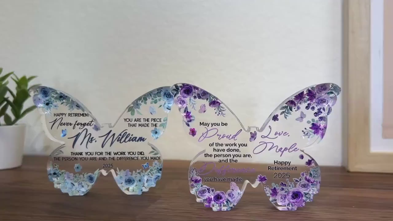 Personalized Acrylic Butterfly Gift: Retirement, Teacher Appreciation