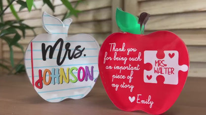 Back to School Gift, Personalized Teacher Gift Idea, Apple Plaque for Teacher, Custom Name Classroom Gift, Teacher Appreciation Gifts