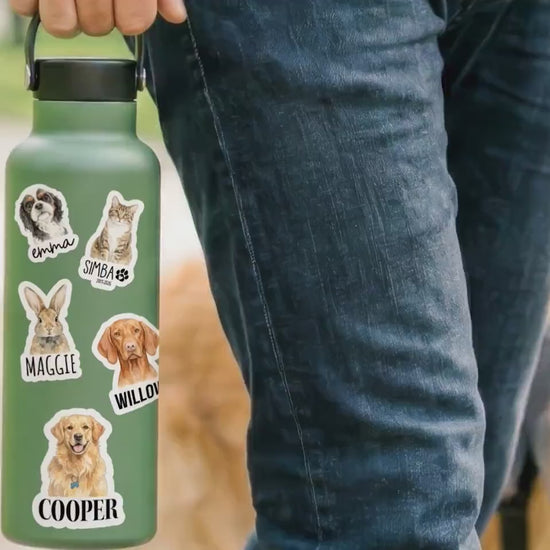 Personalized Pet Photo Sticker, Custom Dog Cat Portrait Sticker, Waterproof Vinyl Decal for Laptop, Water Bottle, Pet Bowl, Pet Lover Gift