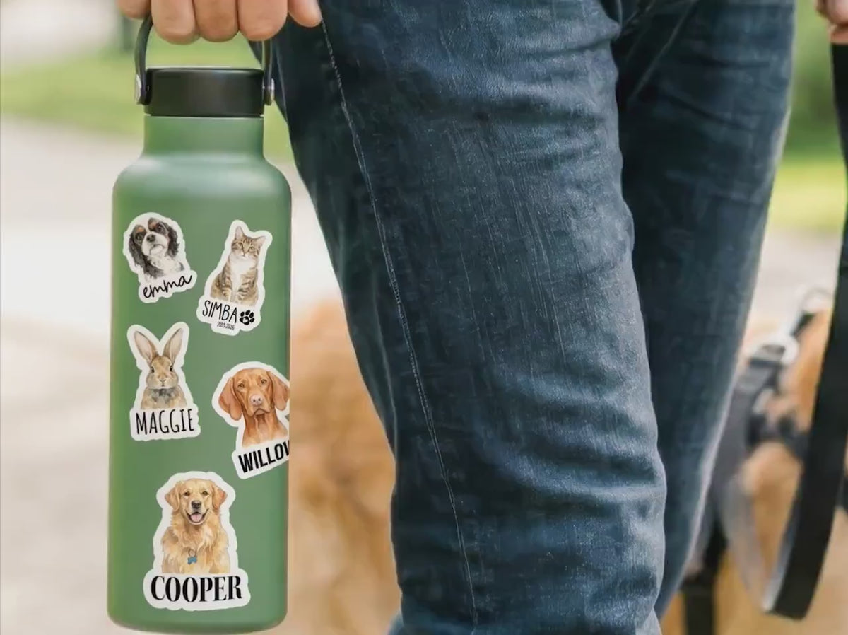 Personalized Pet Photo Sticker, Custom Dog Cat Portrait Sticker, Waterproof Vinyl Decal for Laptop, Water Bottle, Pet Bowl, Pet Lover Gift