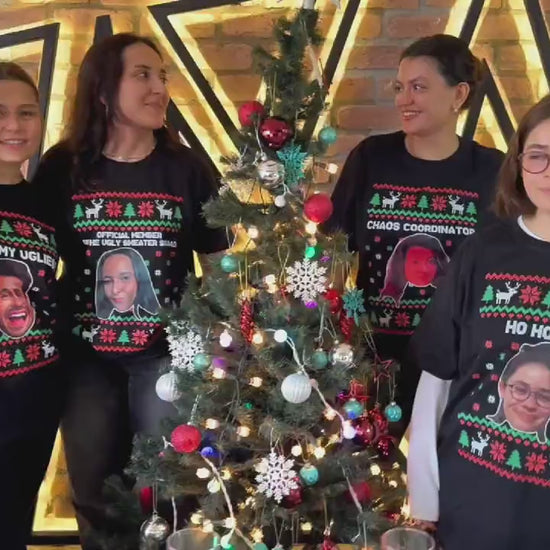 Custom Funny Face Sweatshirt, Personalized Ugly Christmas Sweater, Custom Photo Shirt, Personalized Text Tee, Christmas Pattern, Unique Gift