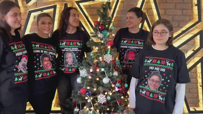 Custom Funny Face Sweatshirt, Personalized Ugly Christmas Sweater, Custom Photo Shirt, Personalized Text Tee, Christmas Pattern, Unique Gift