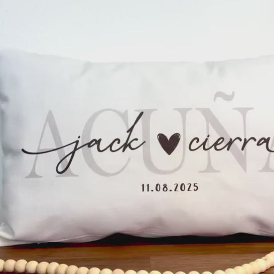 Wedding Gifts, Newlywed Gift, Engagement Gift, Personalized Pillow with Names and Established Date, Linen Pillow Cover, Gift for Couple