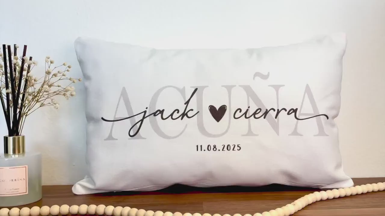Wedding Gifts, Newlywed Gift, Engagement Gift, Personalized Pillow with Names and Established Date, Linen Pillow Cover, Gift for Couple