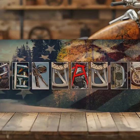 Personalized Motorcycle Wood Sign: Garage Decor for Him