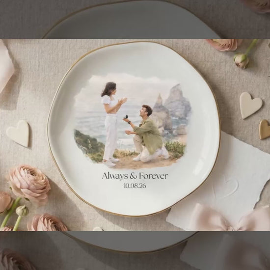 Personalized Proposal Photo Ring Dish Plate