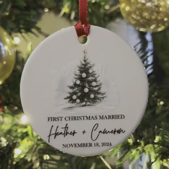 First Christmas Married Ornament For Christmas Tree Decoration, Personalized Wedding Gift for Newlywed Gift, Our First Christmas Ornament
