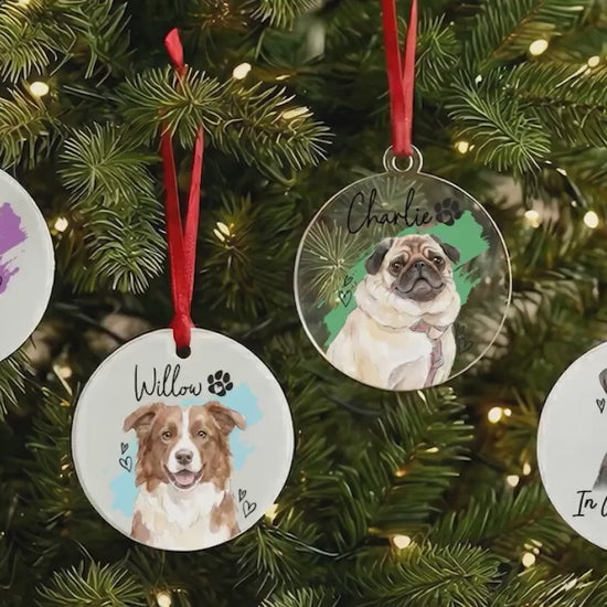 Watercolor Pet Photo Ornament, Custom Pet Ornament for Pet Loss Gift, Forever In Our Hearts Ornament, Pet Keepsake Gift, Pet Sympathy Gift