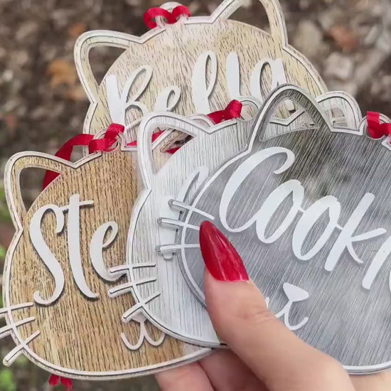 Personalized Cat Ornament for Pet Christmas Gift, Custom Christmas Cat Gift for Cat Lover, Christmas Ornament for Cat Owner Gift for Xmas