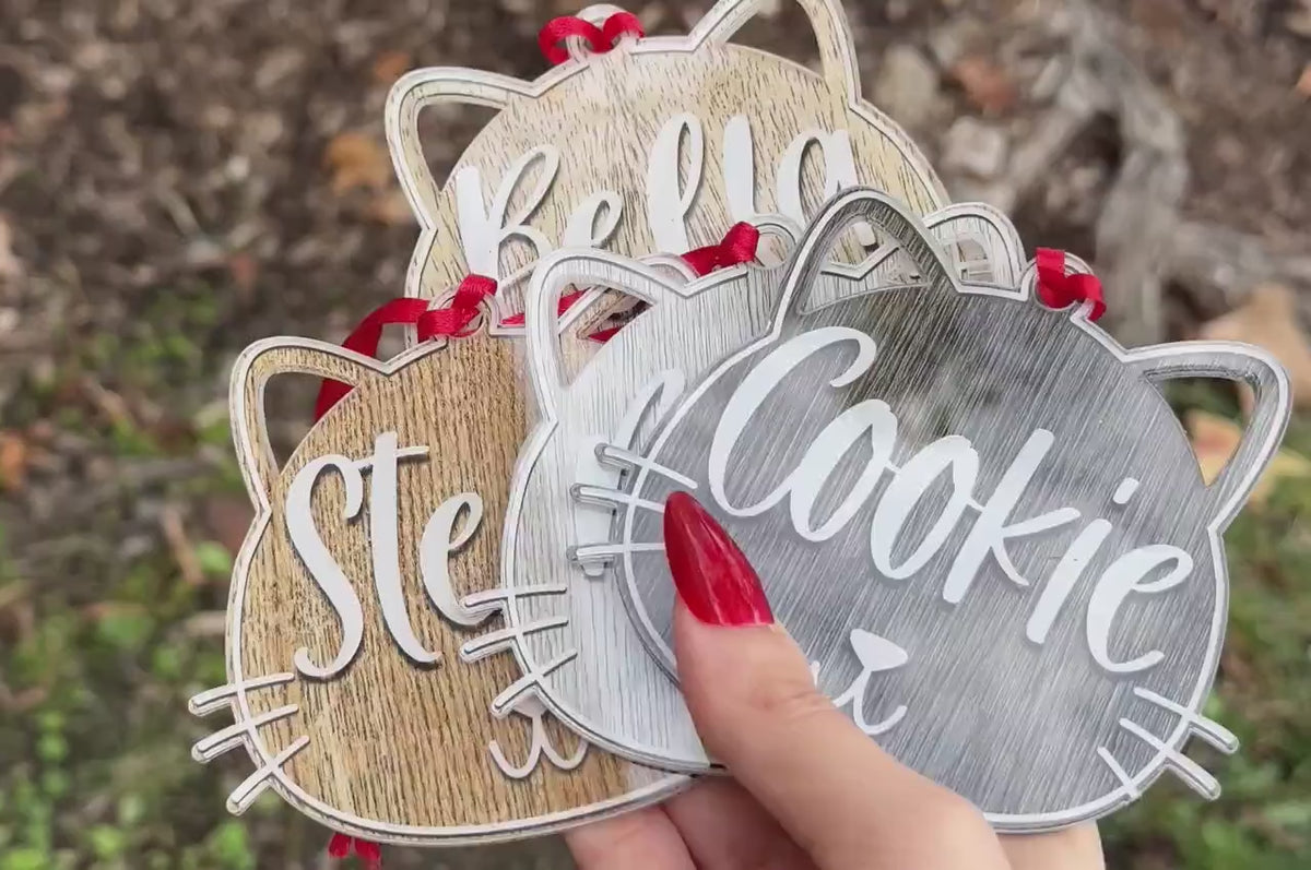 Personalized Cat Ornament for Pet Christmas Gift, Custom Christmas Cat Gift for Cat Lover, Christmas Ornament for Cat Owner Gift for Xmas